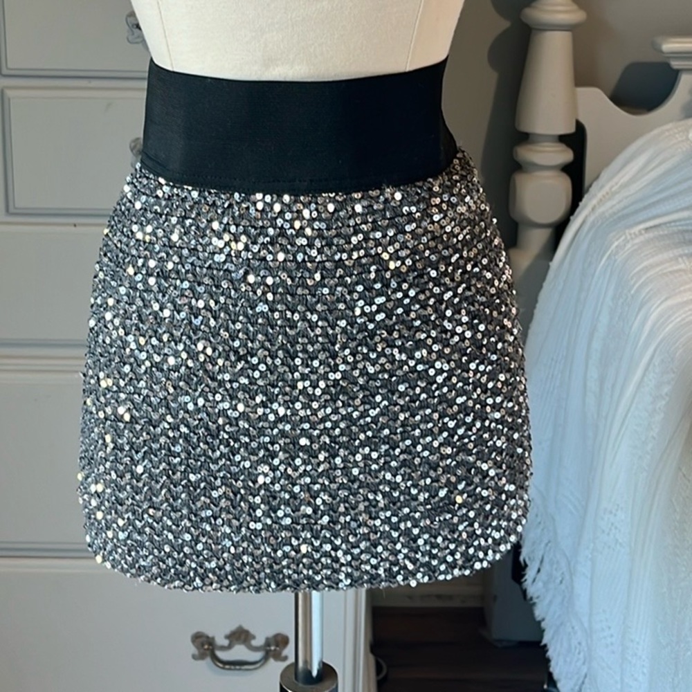 Party Skirt Sequins Stretch Pencil A Line Mini Womens Small Rue21